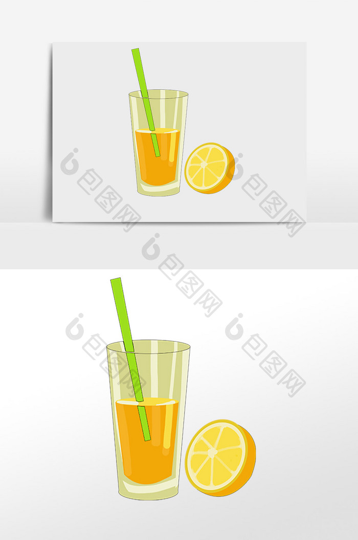 清新柠檬汁插画素材