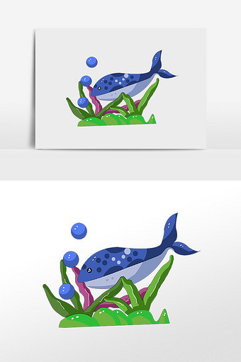可爱海底鲨鱼插画素材图片