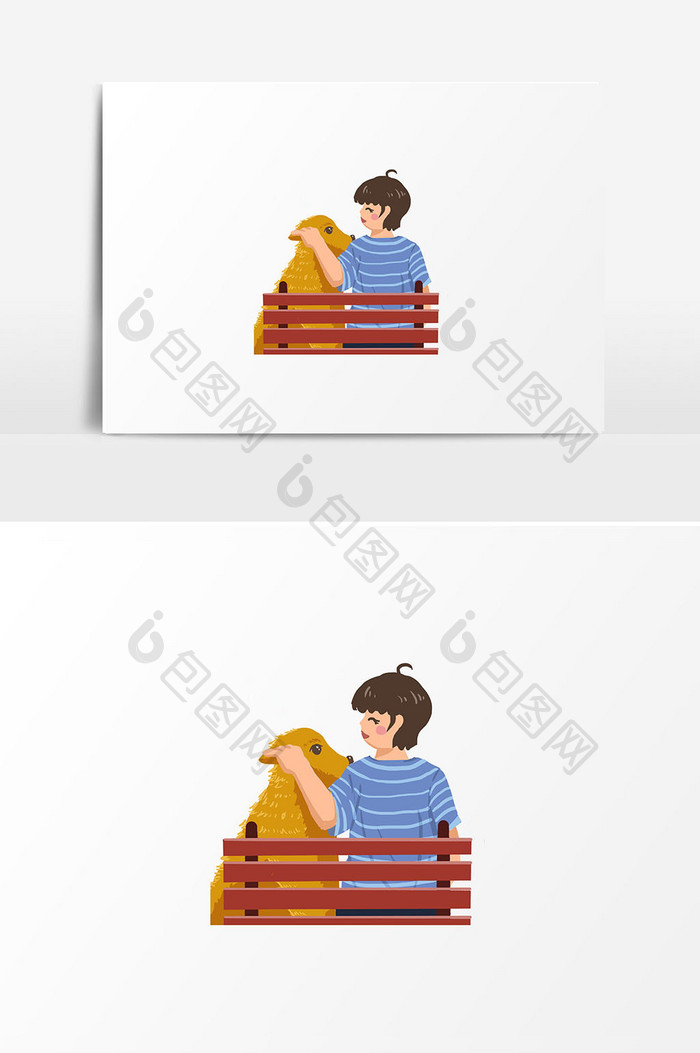 卡通长椅人物动物海报