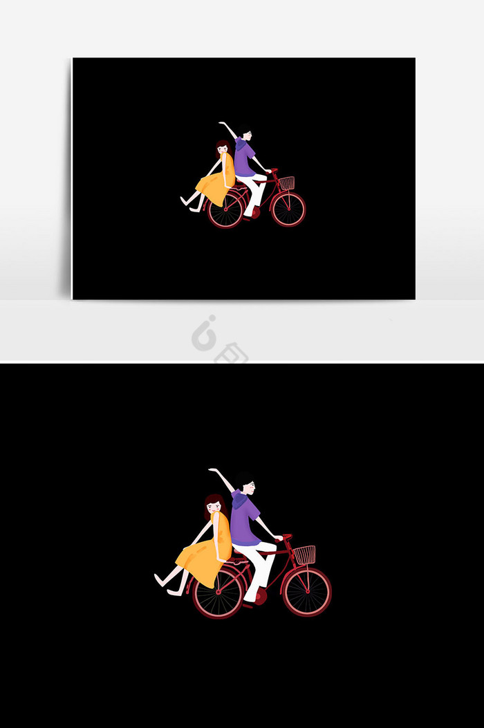 自行车浪漫人物插画图片