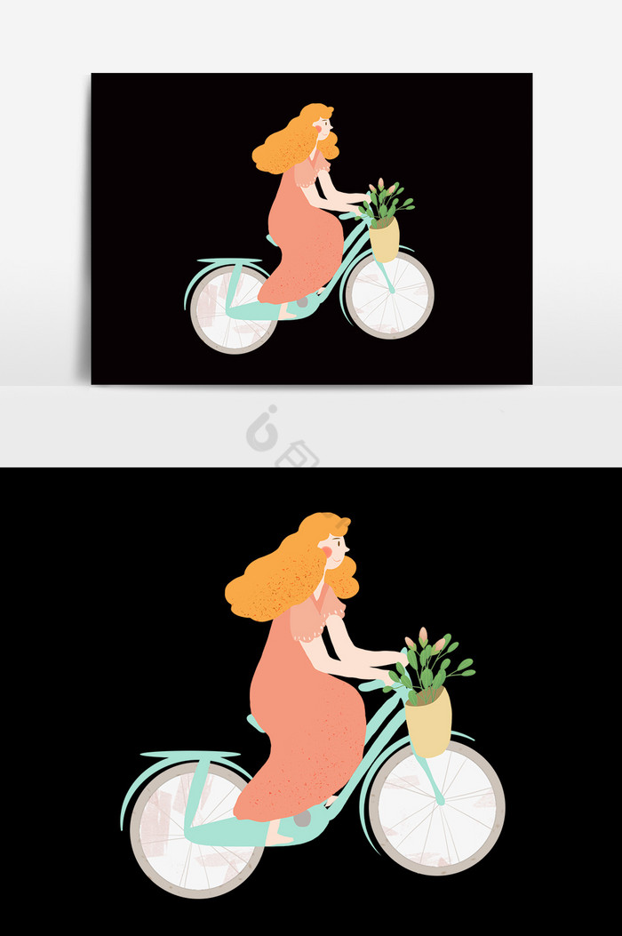 骑自行车少女图片