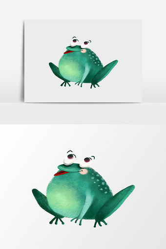 卡通手绘水彩青蛙素材图片