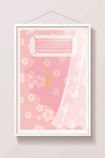 粉色床铺插画背景设计图片