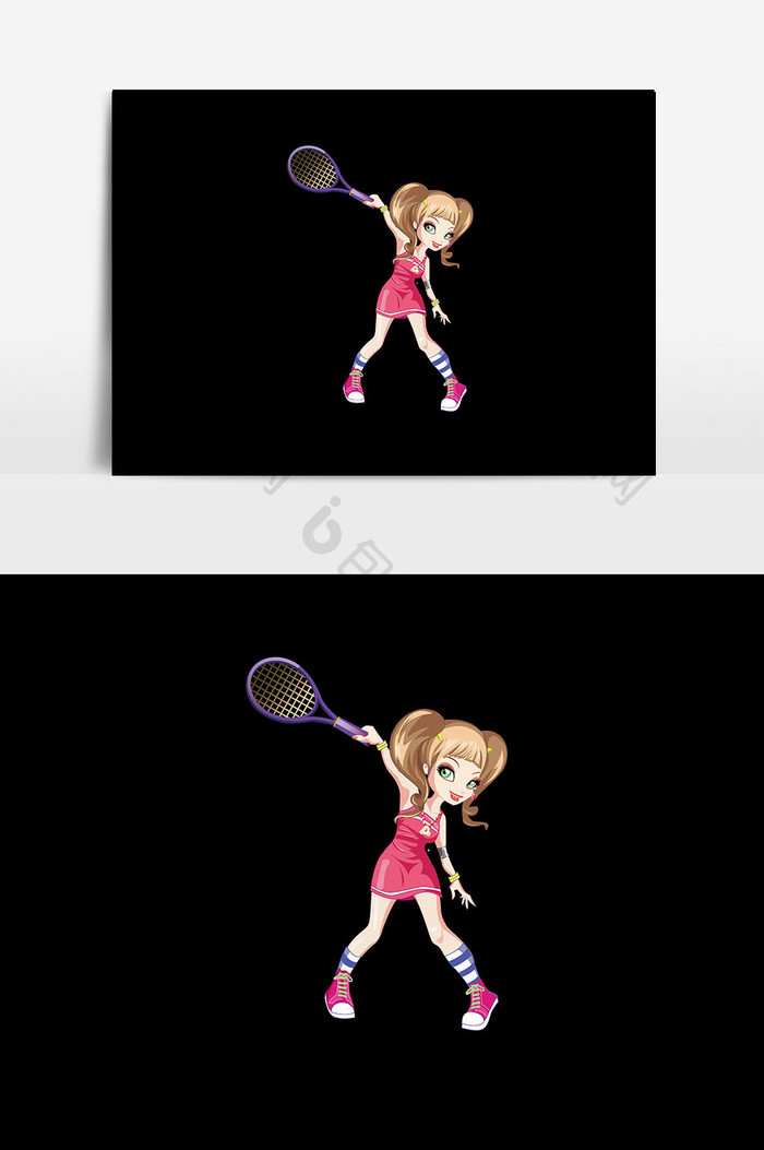 网球女孩矢量插画设计