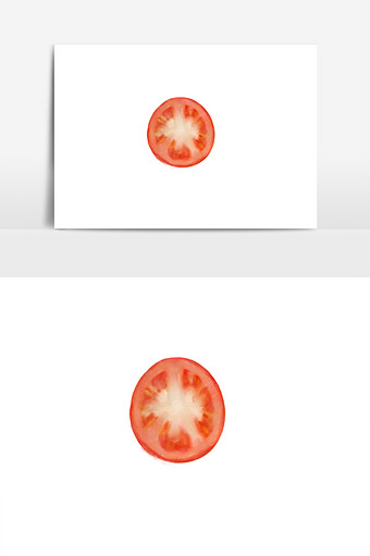 水彩手绘水果素材切面番茄图片
