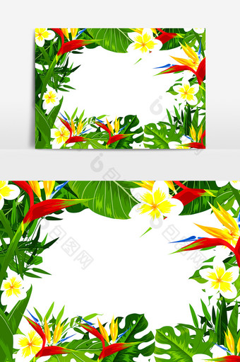 水彩手绘绿植花边设计元素图片
