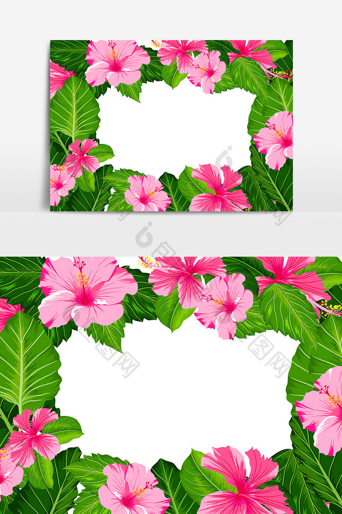 水彩植物花边框设计元素
