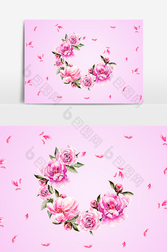 粉色花边花朵设计元素图片