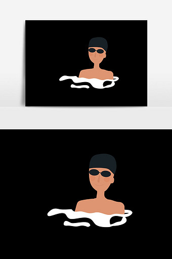 男孩游泳插画设计图片
