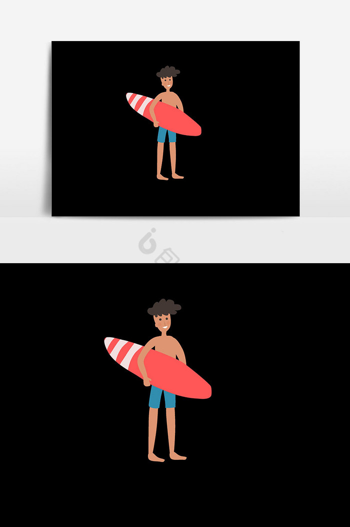 男孩海滩插画图片