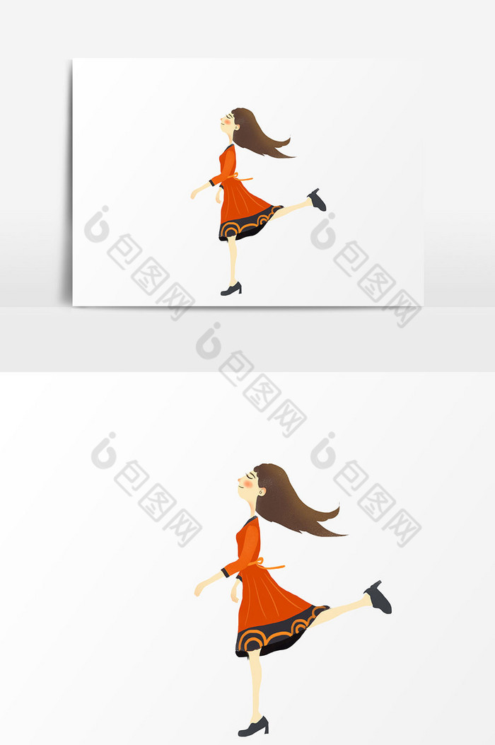 女孩子奔跑插画图片图片