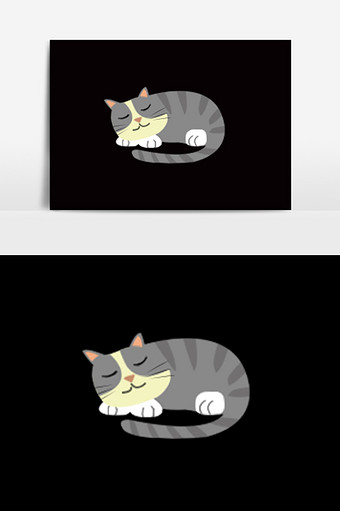 卡通睡觉小猫咪素材图片