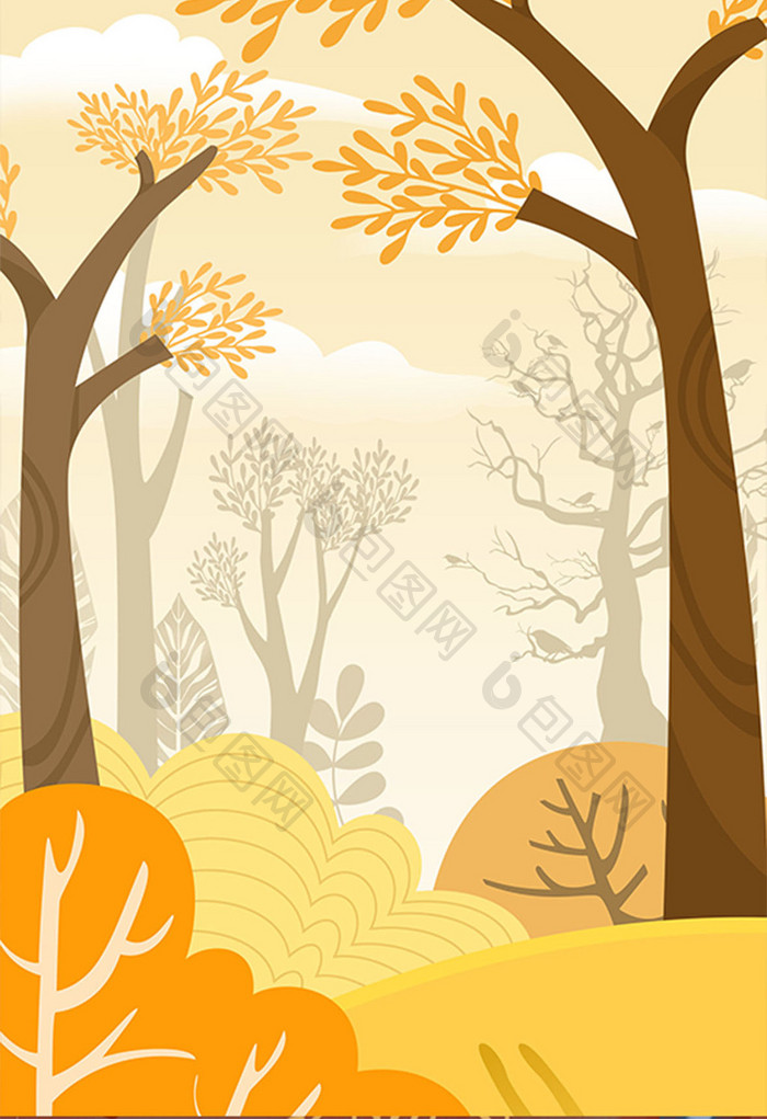 秋季树木素材插画