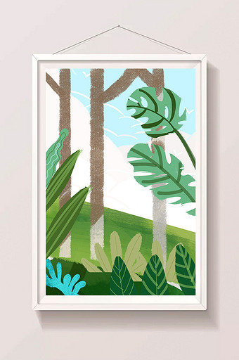 叶子森林背景插画图片