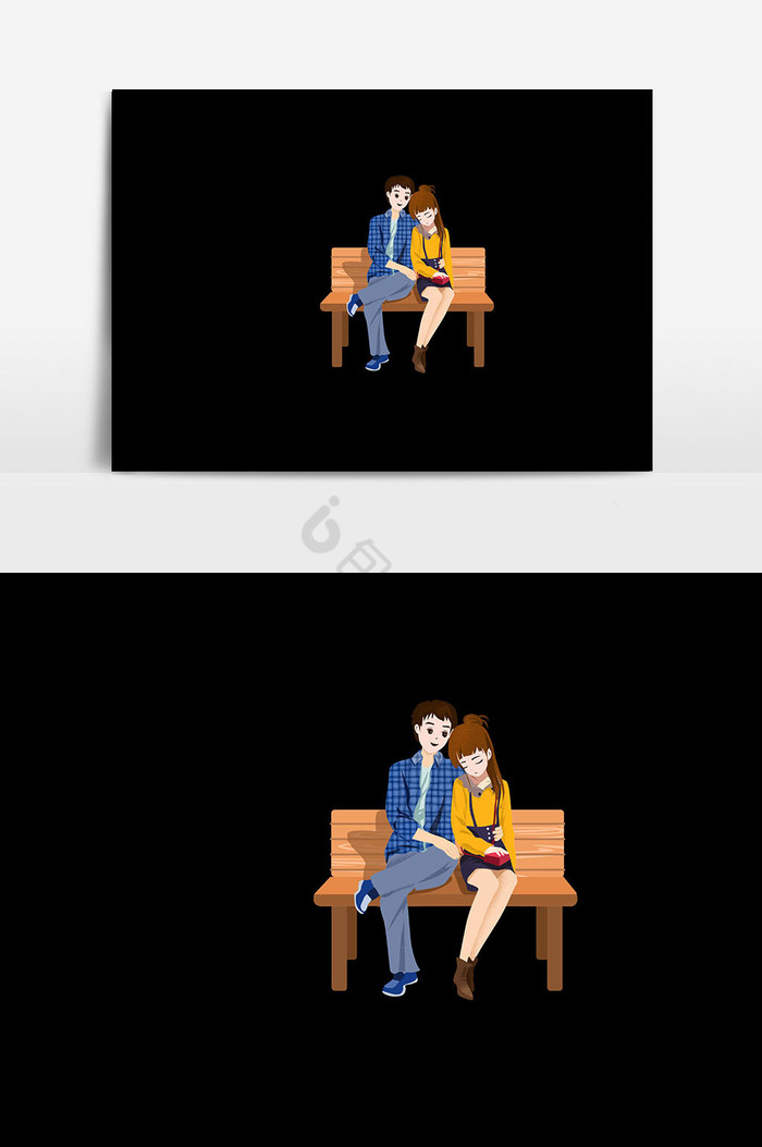情侣椅子插画图片