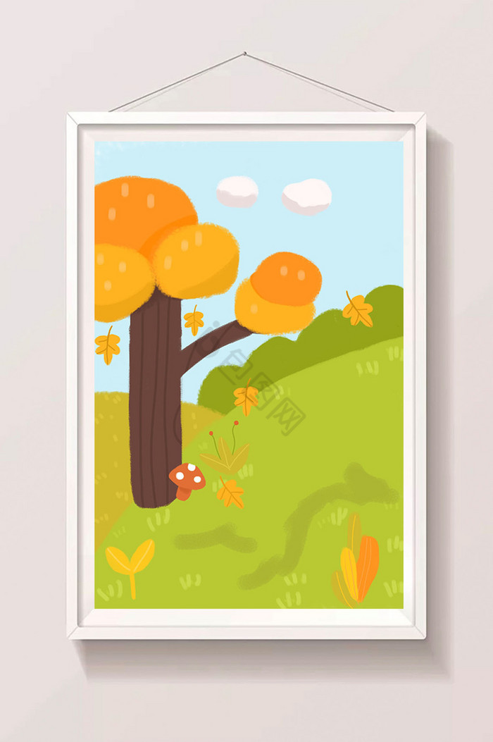 秋季风景儿童插画图片
