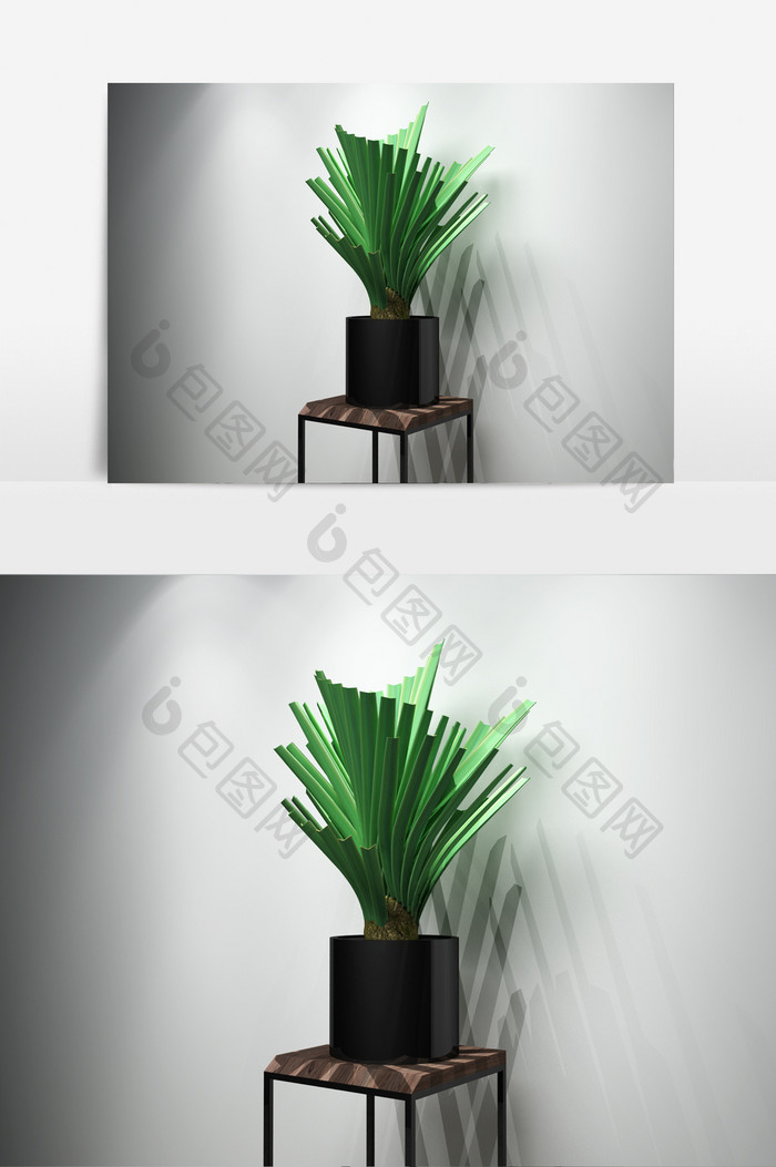 室内绿色棕树植物模型