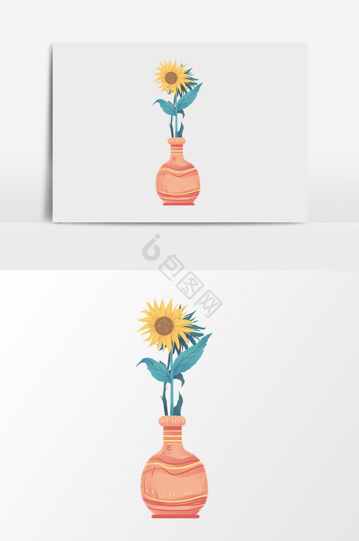花瓶向日葵图片