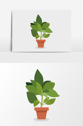 手绘卡通花盆植物素材图片