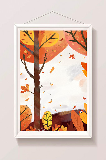 秋天落叶大树风景图片