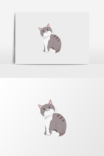 灰色小猫卡通素材图片
