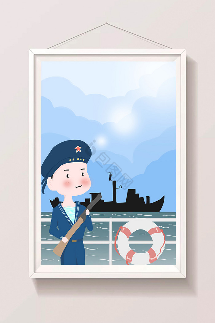海军建军节插画图片