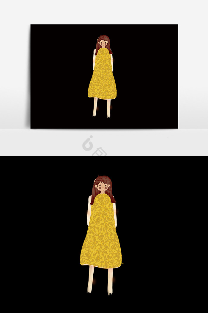 黄裙子少女图片