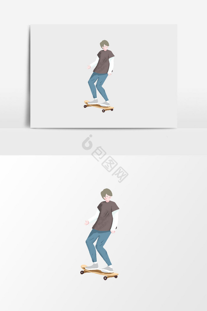 滑板少年插画图片