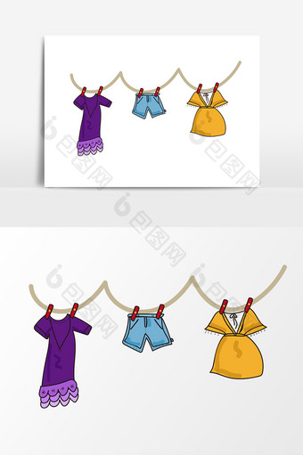 紫色连衣裙蓝色裤子元素图片