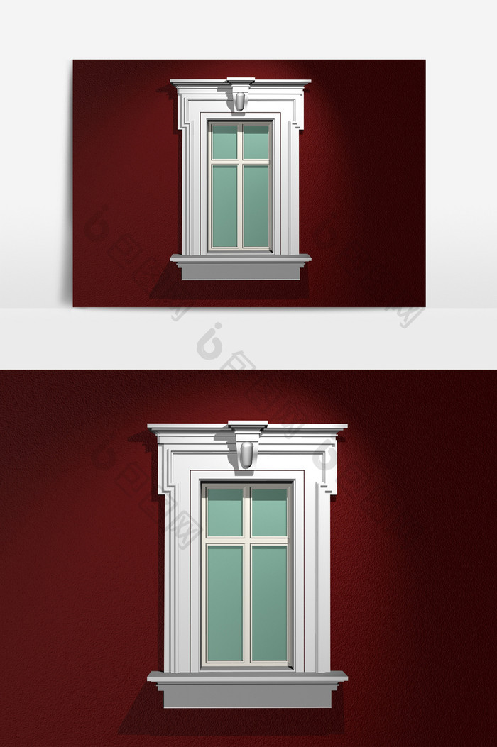 欧式罗马风格窗户模型