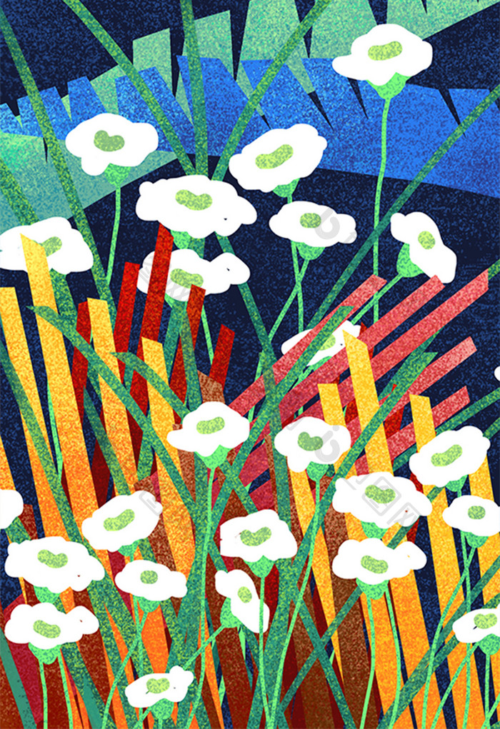 手绘花朵花卉植物场景插画