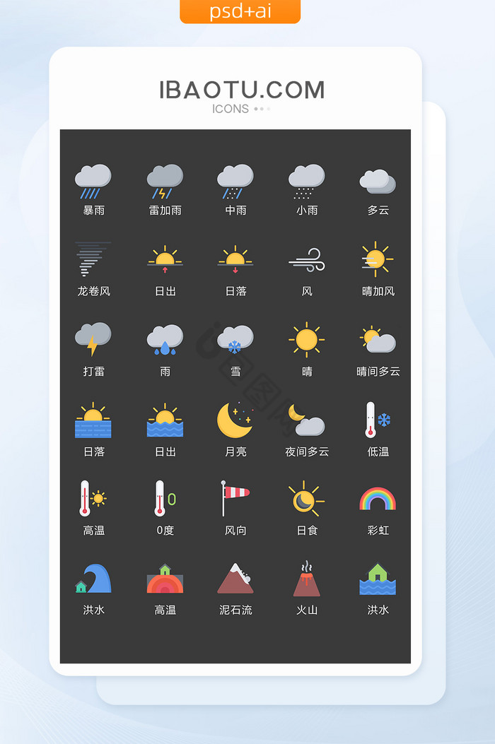 擦手卡通天气预报图标矢量UI素材icon图片