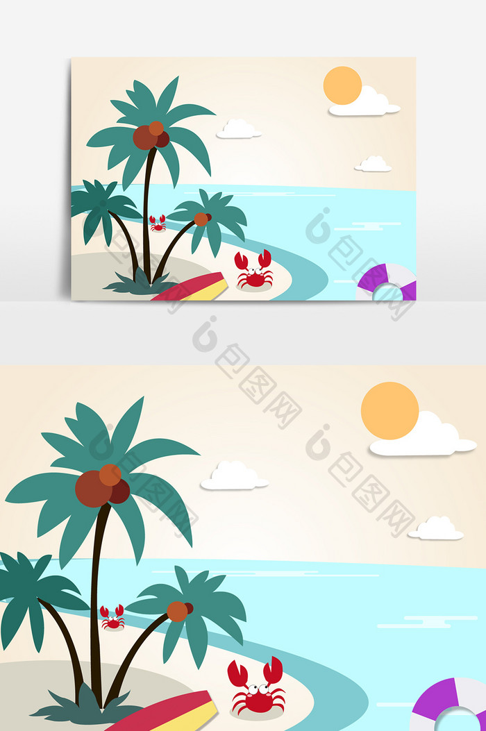沙滩椰子树海滩设计元素