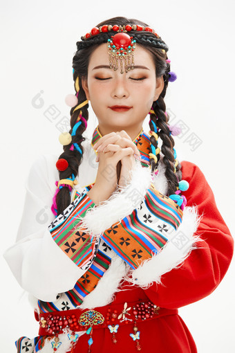 身穿藏族<strong>服饰</strong>的亚洲女性