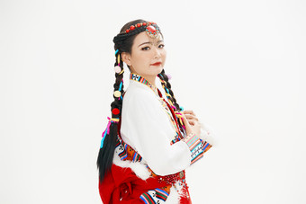身穿<strong>藏族</strong>服饰的亚洲女性