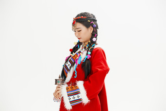 身穿藏族<strong>服饰</strong>的亚洲女性