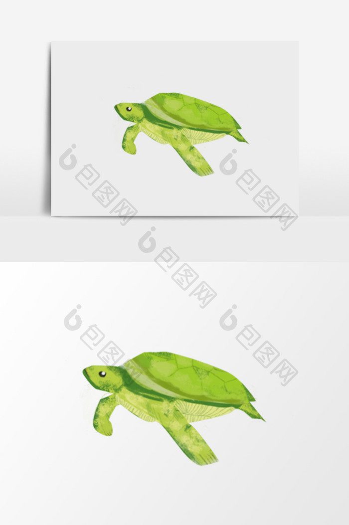 水彩绿色海龟素材