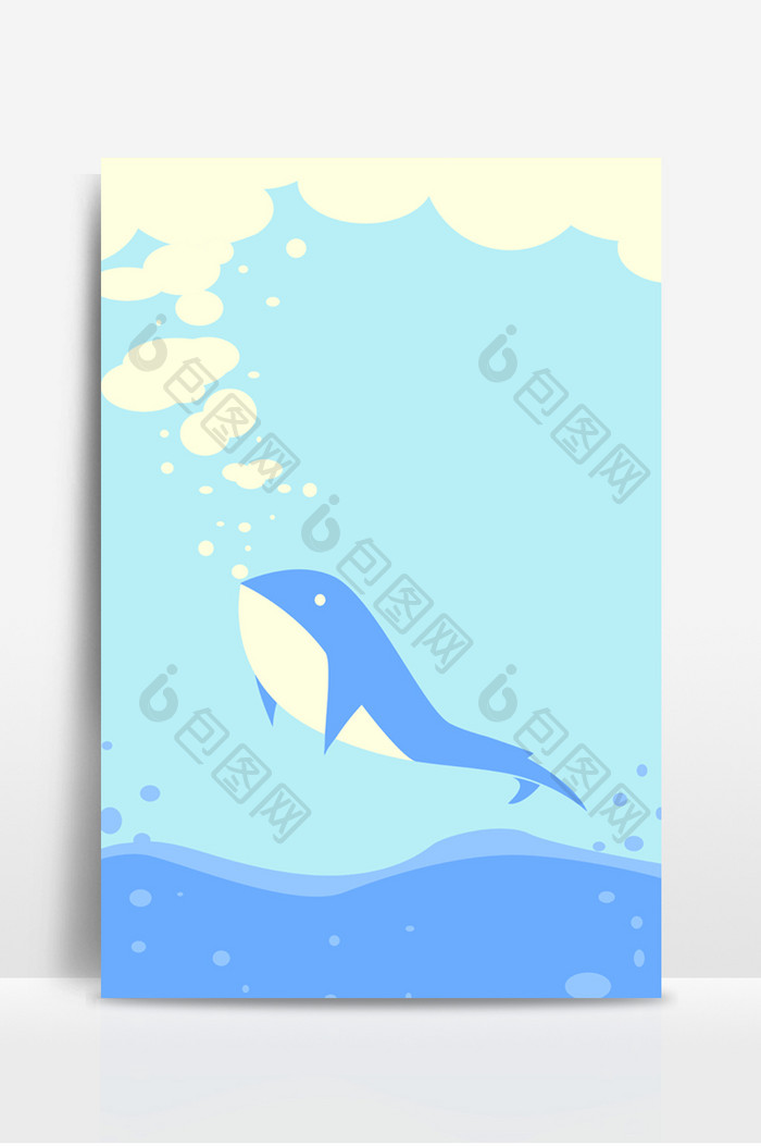 清新蓝色鲸鱼设计背景图