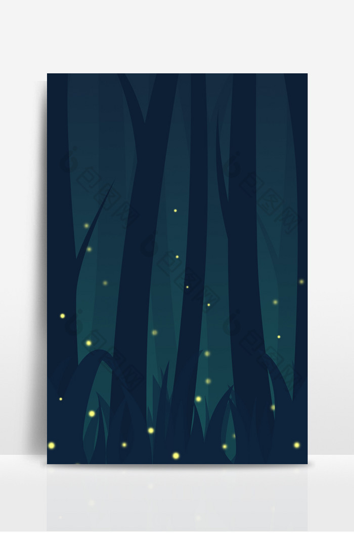 简约森林夜景萤火虫设计背景图