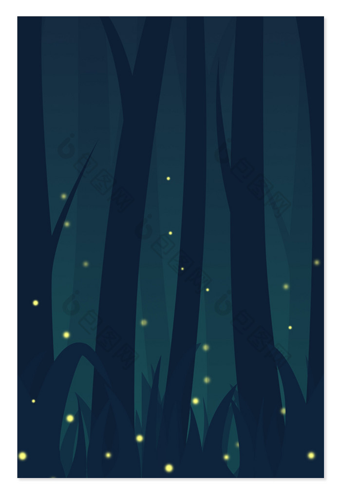 简约森林夜景萤火虫设计背景图