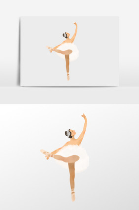 手绘芭蕾舞女孩插画元素