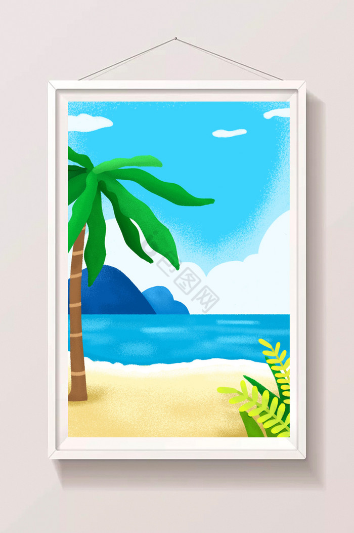 椰树海边沙滩图片