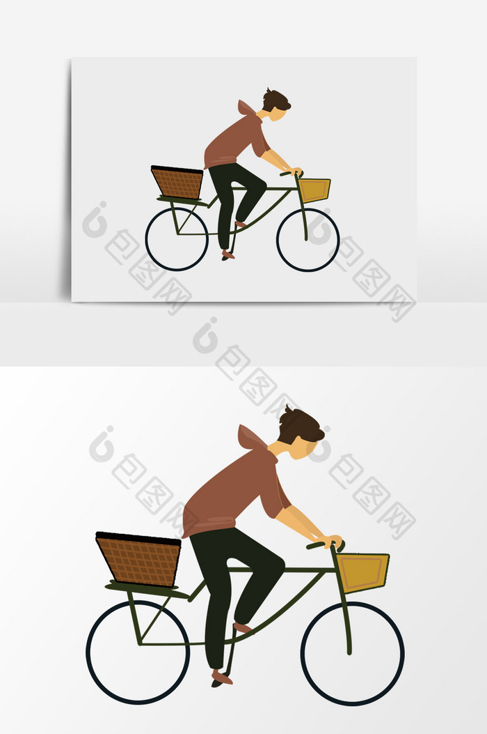 卡通帅哥骑自行车