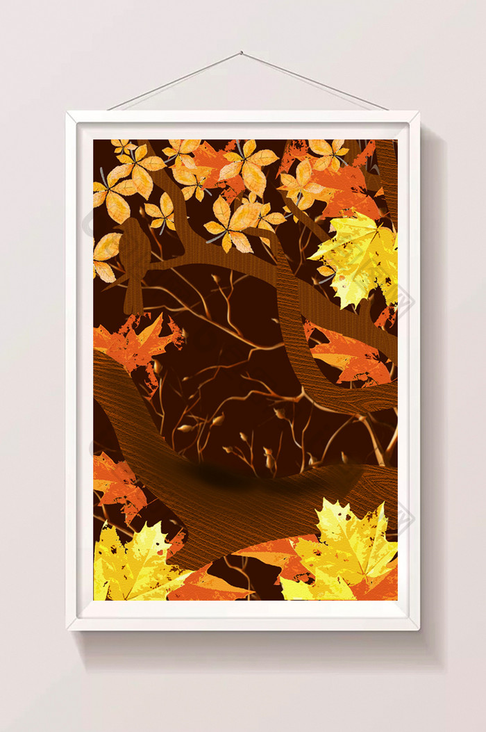 秋季橙色树干插画