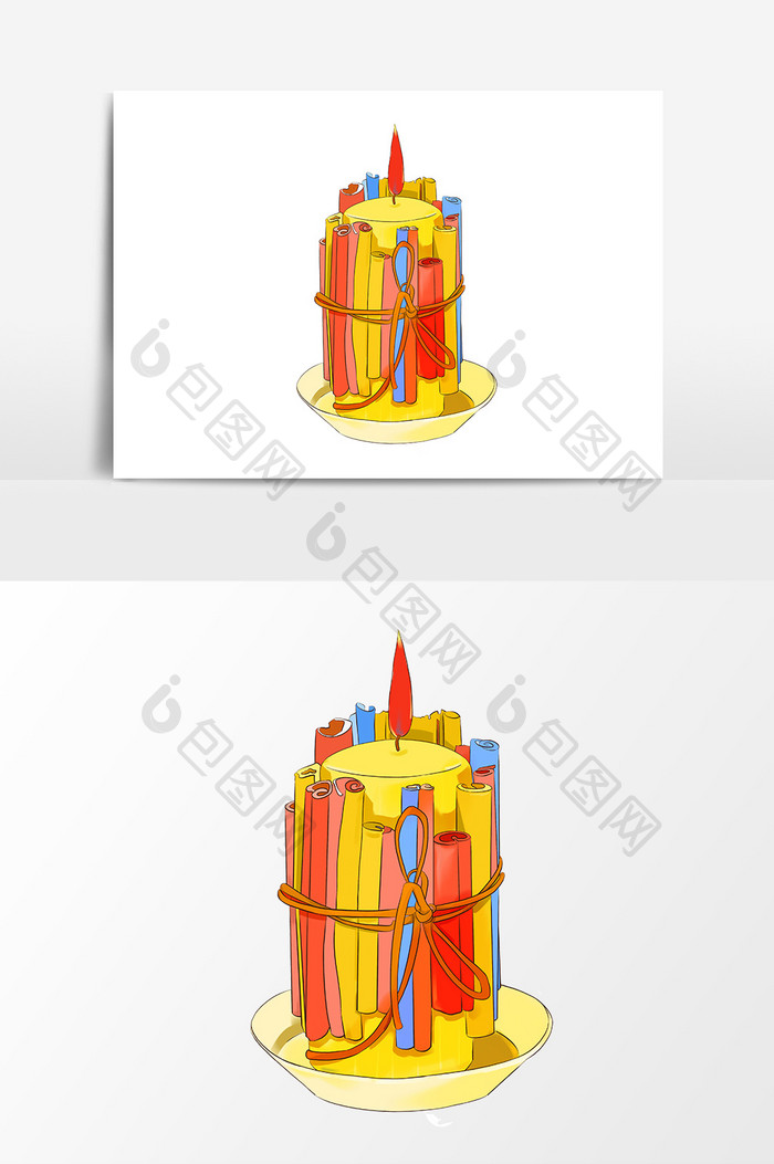 彩色可爱蜡烛元素
