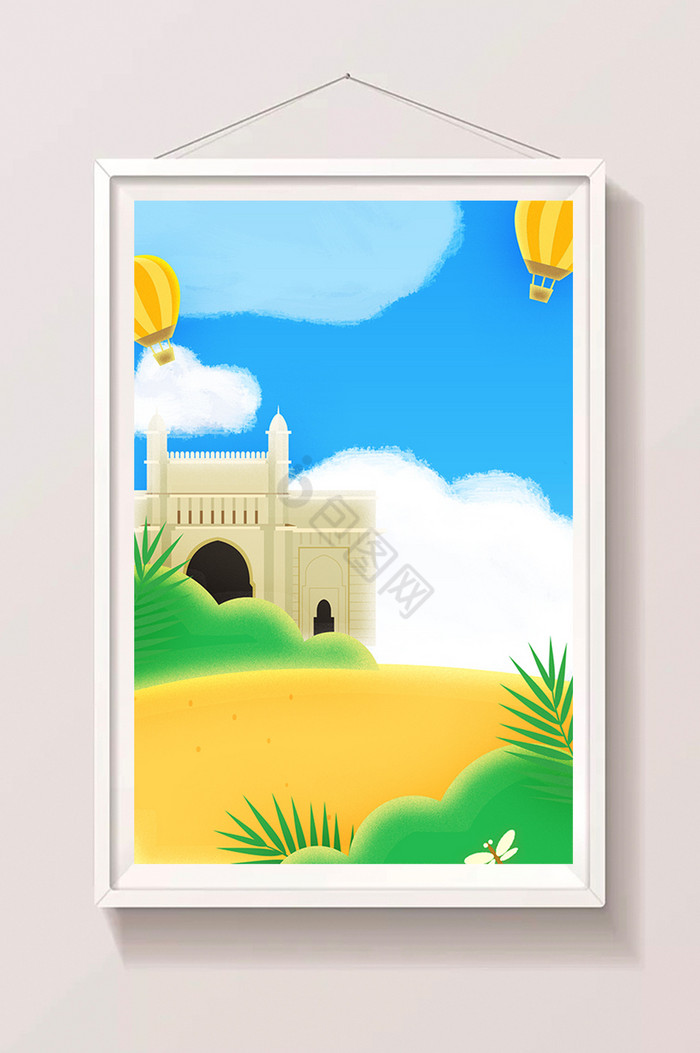 城堡热气球风景图片
