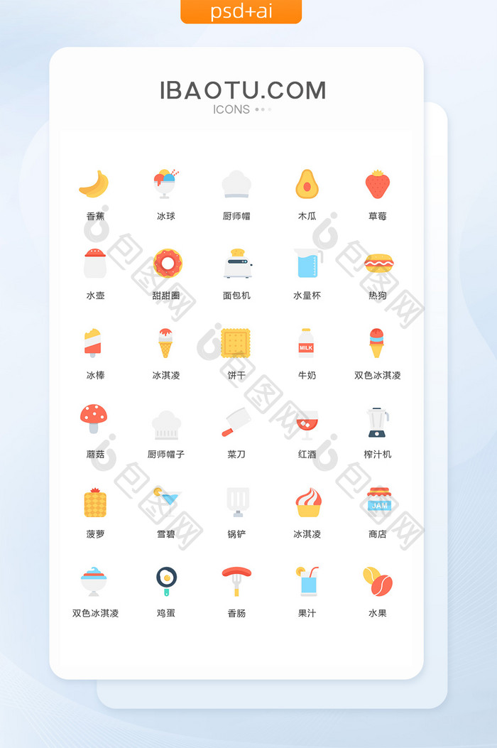 香蕉木瓜草莓图标矢量ui素材icon