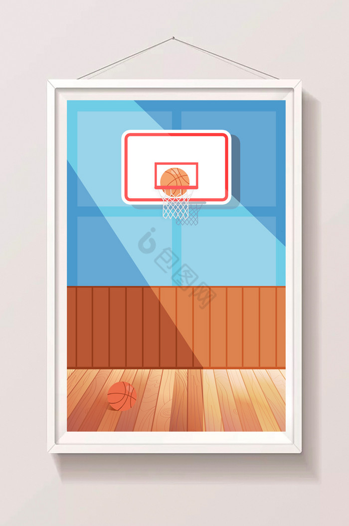 室内篮球场插画图片