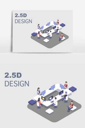 2.5D金融商业办公插画