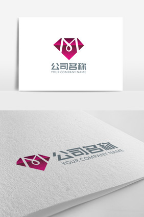 简洁时尚尊贵M字母钻石logo标志